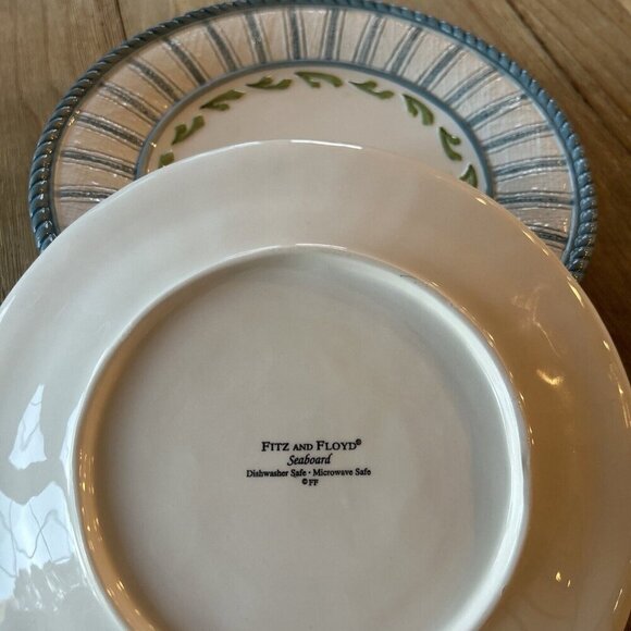 Fitz and Floyd Classics Seaboard Blue White Nautical Set of 4 Salad Plates - Picture 4 of 4